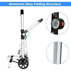 GIANTEX Chariot De Courses Pliable à Roulettes 53L,Chariot De MarchE Avec Compartiment REfrigErant Et Sac Amovible,Charge 50KG -chariot de jardin Soldes 2022 57099601 3