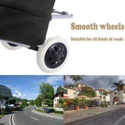 GIANTEX Chariot De Courses Noir Pliable Jusqu'à 35 Kg, Poussette De MarchE Avec Cadre En Aluminium & Sac Amovible,Caddie De Courses -chariot de jardin Soldes 2022 57489003 3