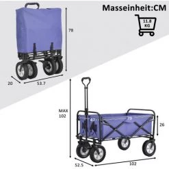 SWANEW Bollerwagen Chariot Pour Enfants Offroad Chariot à Main Plage Chariot Pliable Chariot De Plage Bleu - Bleu -chariot de jardin Soldes 2022 58622020 4
