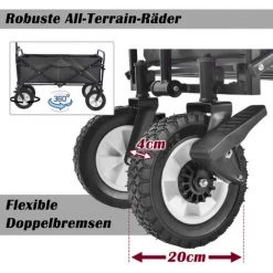 TolleTour Bollerwagen Faltbar Offroad Handwagen Klappbar Transportwagen 360° Räder 80 KG Noir - Noir -chariot de jardin Soldes 2022 58750407 4