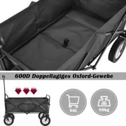 TolleTour Bollerwagen Chariot Pour Enfants Offroad Chariot à Main Plage Chariot Pliable Chariot De Plage Noir - Noir -chariot de jardin Soldes 2022 58750555 5