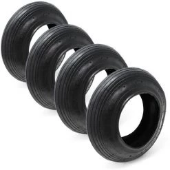 WILTEC Lot 4x Pneus De Brouette 3.50-8 Sans Chambre à Air Diable Chariot Transport Pneumatique