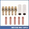 CATHERINE 12pcs Poste A Souder Mig Sans Gaz Embouts De Contact De Buse De Soudage 15AK MIG/MAG Support De Connecteur De Gaz 0,8 Mm, Buse Gas Conique, Support Tube De Contact, Consommables De Chalumeau