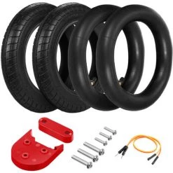 ASUPERMALL 10 X 2,0 Pouces Gonflable Chambre À Air Extérieur Pneu Roue Ensemble Avec Garde-Boue Spacer Kickstand Spacer Remplacement Pour Xiaomi M365 Scooter électrique Accessoires, Rouge