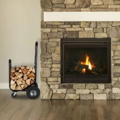 Relaxdays Chariot Pour Bûches En Bois, En Acier, 107,5 X 52 X 58 Cm, Sur 2 Roues Et 2 Roulettes, Capacité De 60 Kg, Noir -chariot de jardin Soldes 2022 65033083 3