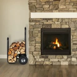 Relaxdays Chariot Pour Bûches, En Acier, 85 X 72 X 30 Cm, Roues Pneumatiques, Capacité 60 Kg, Intérieur, Extérieur, Noir -chariot de jardin Soldes 2022 65033200 3