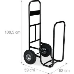 Relaxdays Chariot Pour Bûches, En Acier, 85 X 72 X 30 Cm, Roues Pneumatiques, Capacité 60 Kg, Intérieur, Extérieur, Noir -chariot de jardin Soldes 2022 65033200 5