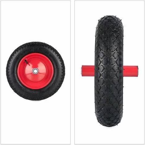 Relaxdays Roue De Brouette 3.50-8, Pneumatique, Jante En Acier, Charge Maximale : 100 kg, Avec Valve, Noir/rouge 2 Relaxdays Roue De Brouette 3.50-8, Pneumatique, Jante En Acier, Charge Maximale : 100 kg, Avec Valve, Noir/rouge – Image 2