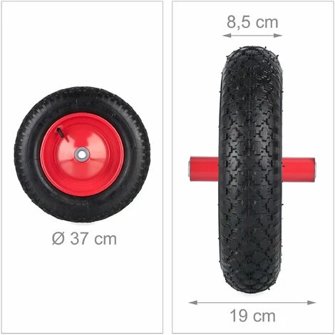 Relaxdays Roue De Brouette 3.50-8, Pneumatique, Jante En Acier, Charge Maximale : 100 kg, Avec Valve, Noir/rouge 5 Relaxdays Roue De Brouette 3.50-8, Pneumatique, Jante En Acier, Charge Maximale : 100 kg, Avec Valve, Noir/rouge – Image 5