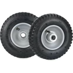 Relaxdays Roue De Brouette 2.50-4 En Lot De 2, Pneumatique, 2PR, Charge Max. 100 kg, Jante Acier, Noir/argenté