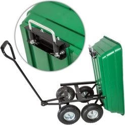 TECTAKE Chariot De Jardin à Benne Basculante Charge Maximum 300 Kg Vert - Vert -chariot de jardin Soldes 2022 7643923 5