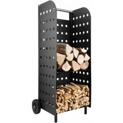 TECTAKE Porte Bâche Sur Roulettes 55 Cm X 45 Cm X 104 Cm En Métal Noir Laqué - Noir -chariot de jardin Soldes 2022 7762536 3