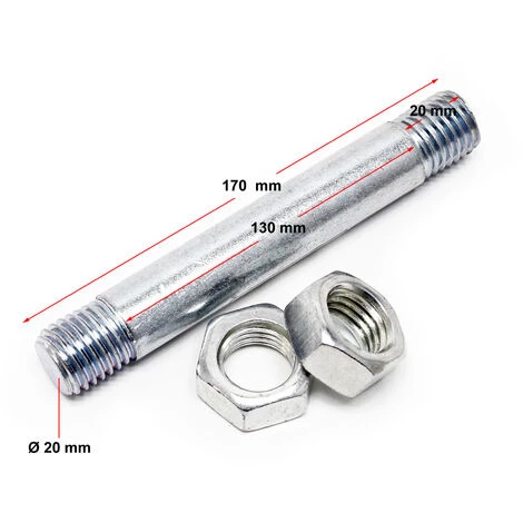 WILTEC Axe De Roue De Brouette Standard Taille 170x20mm Pneu Largeur De Moyeu 130mm Essieu 2 WILTEC Axe De Roue De Brouette Standard Taille 170x20mm Pneu Largeur De Moyeu 130mm Essieu – Image 2