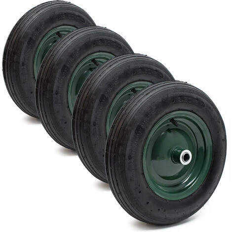WILTEC Set 4 Roues Complètes Brouette 3.50-8 Pneu Jante Gonflage Air Pneumatique 1 WILTEC Set 4 Roues Complètes Brouette 3.50-8 Pneu Jante Gonflage Air Pneumatique