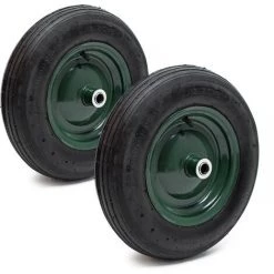 WILTEC Lot 2 Roues Complètes Brouette 3.50-8 Pneu Jante Métal Chambre Air