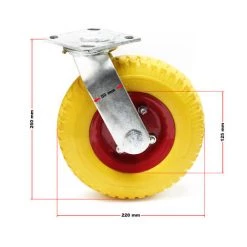 WILTEC Roue En PU Roulette De Transport Roulette Fixe 220x58mm Roulette Pivotante Montage Antirétractionnel -chariot de jardin Soldes 2022 9343279 3